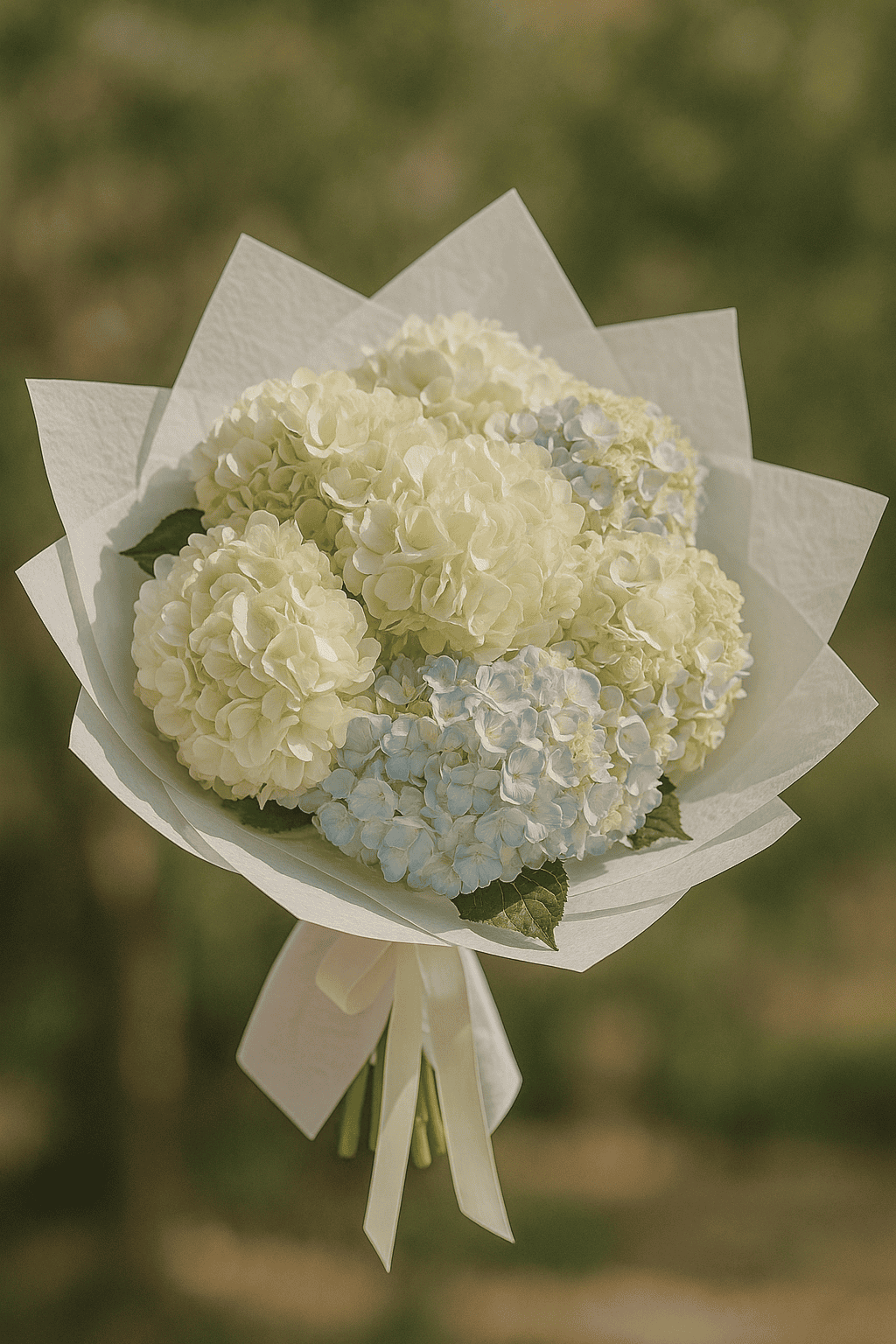 White and Blue Clouds of Hydrangea