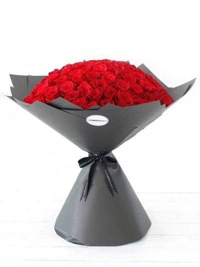 100 Long Stem Red Rose Hand-Tied - Harrys Flowers London