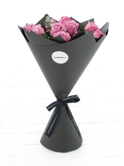 12 Long Stem Purple Rose Hand-Tied - Harrys Flowers London