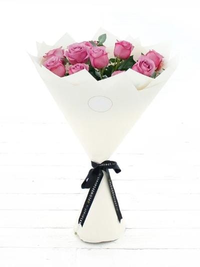 12 Long Stem Purple Rose Hand-Tied - Harrys Flowers London