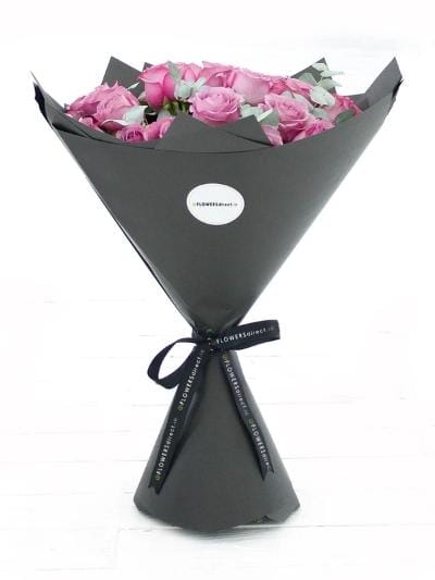 24 Long Stem Purple Rose Hand-Tied - Harrys Flowers London