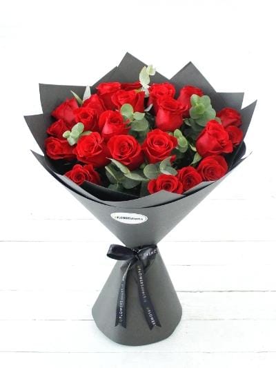 24 Long Stem Red Rose Hand-Tied - Harrys Flowers London