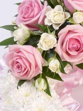 Traditional Wreath - White and Pink - Harrys Flowers London