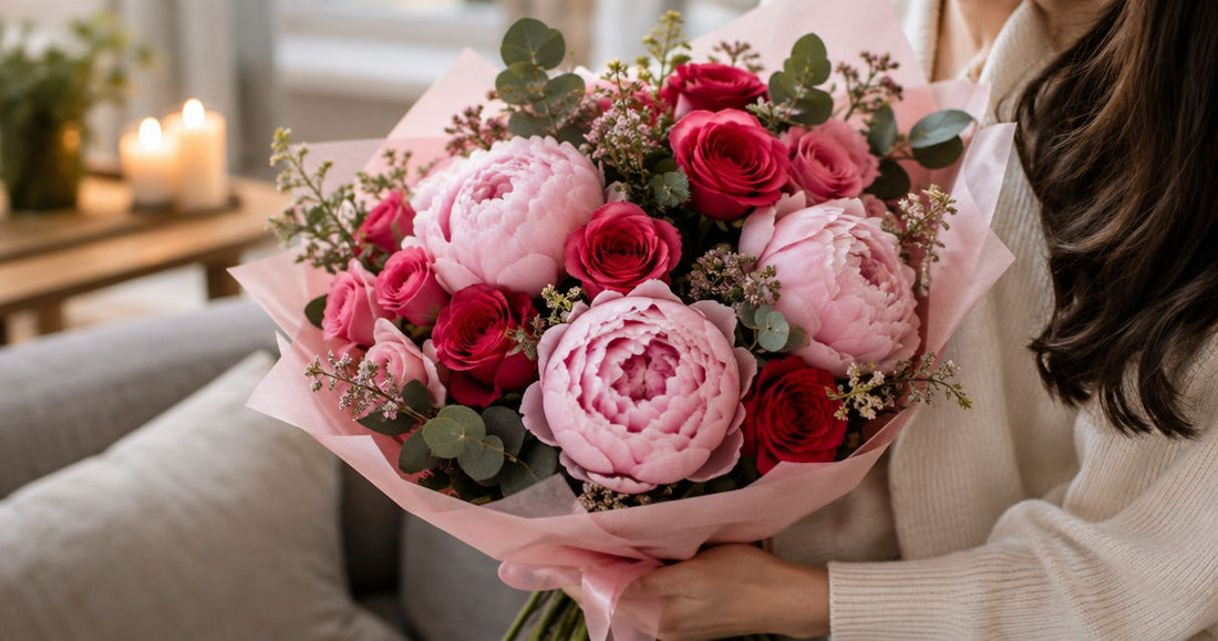 Best peony and rose bouquets for a romantic anniversary gift