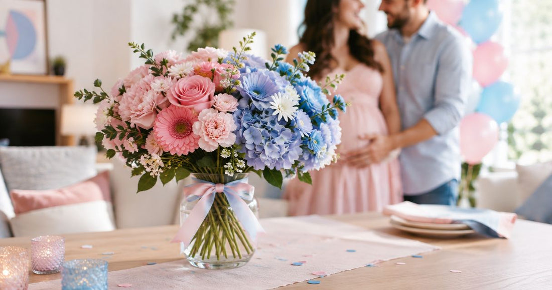 Flowers for a gender reveal party