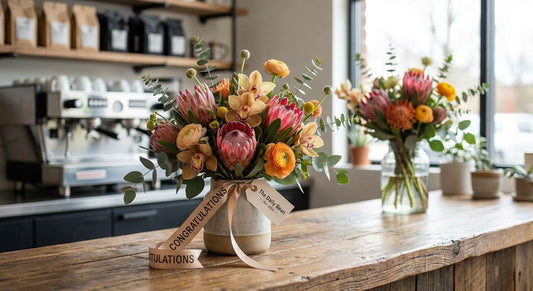 Congratulations flowers for a new business launch