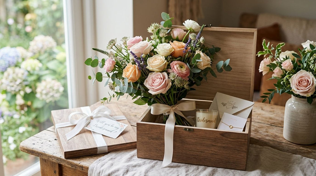 Flowers for a bridesmaid proposal gift