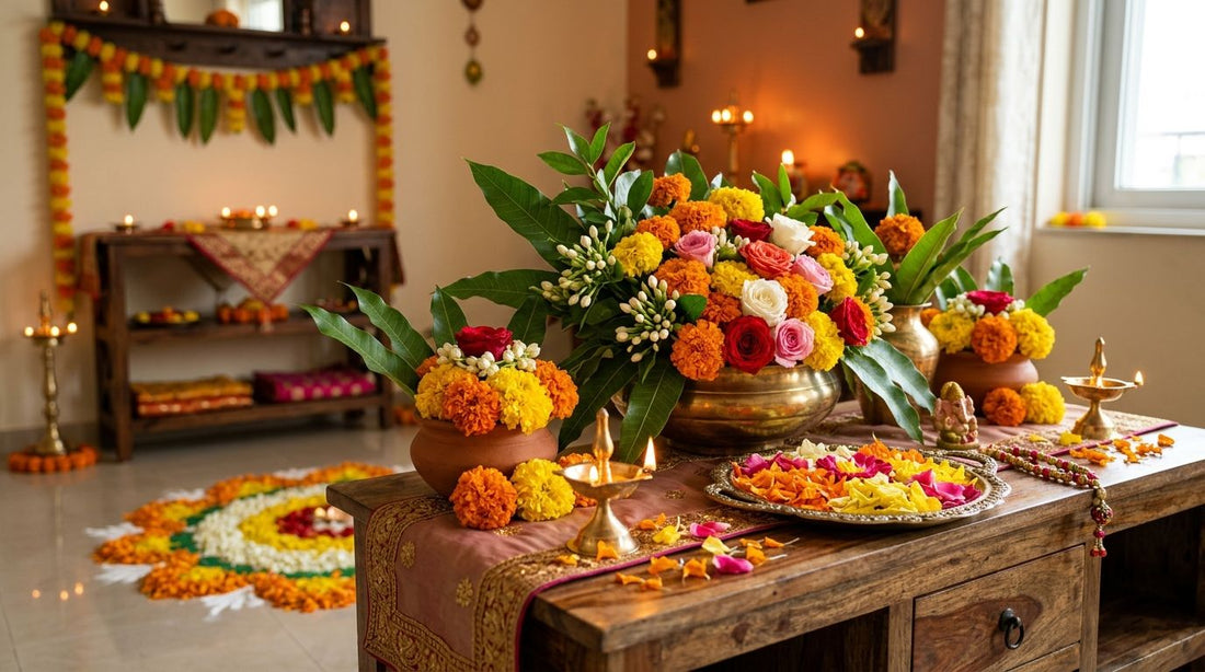 How to arrange a Diwali flower display at home