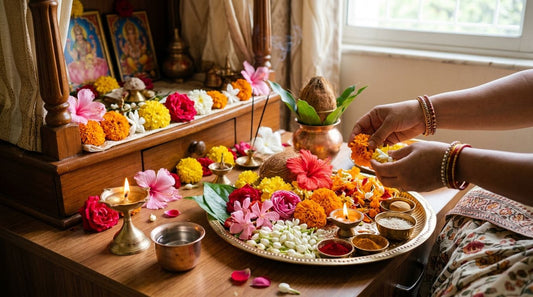 Flowers for a Hindu puja ceremony