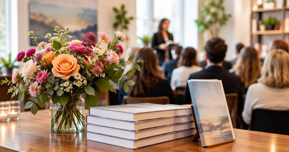 Flowers to celebrate a book launch or author event