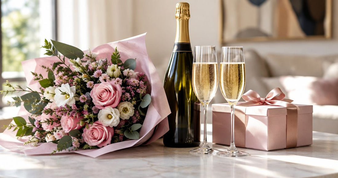 Prosecco and flower gift sets for a celebration toast