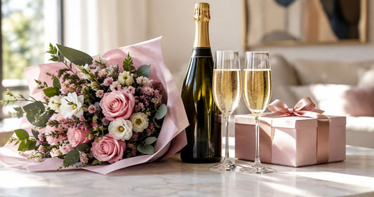 Prosecco and flower gift sets for a celebration toast
