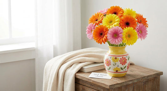 Get-well flowers: bright gerbera bouquets for a speedy recovery