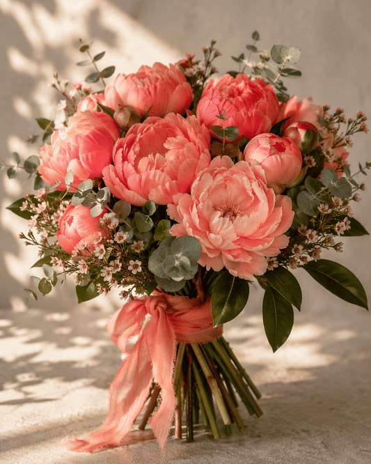 Coral Sunset Peony Bouquet