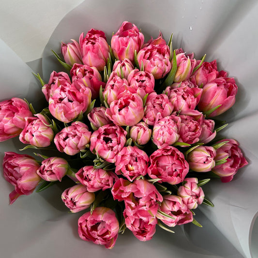 Bouquet de tulipes double délice rose bébé
