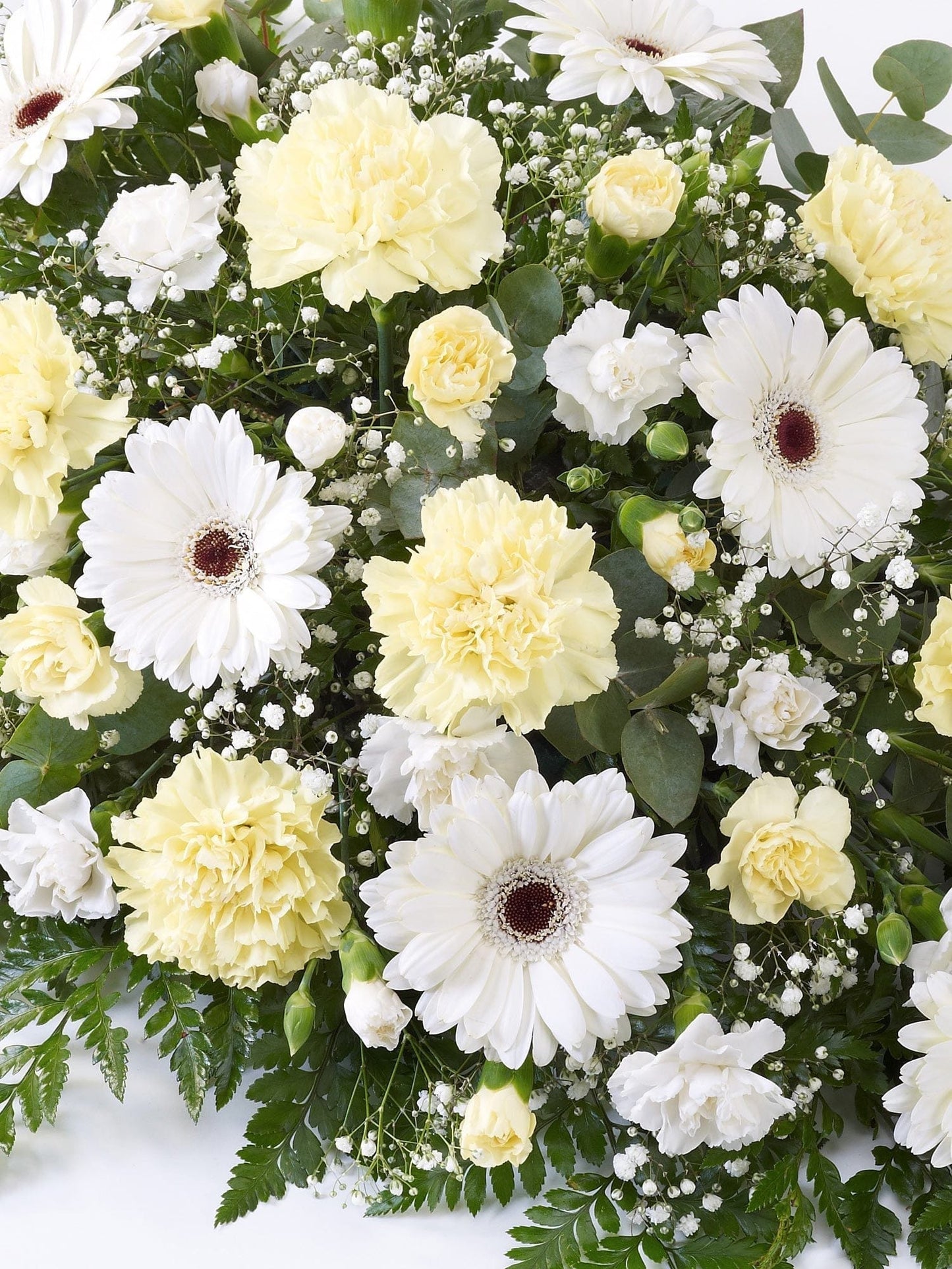 Carnation and Germini Teardrop Spray Yellow & White - Harrys Flowers London