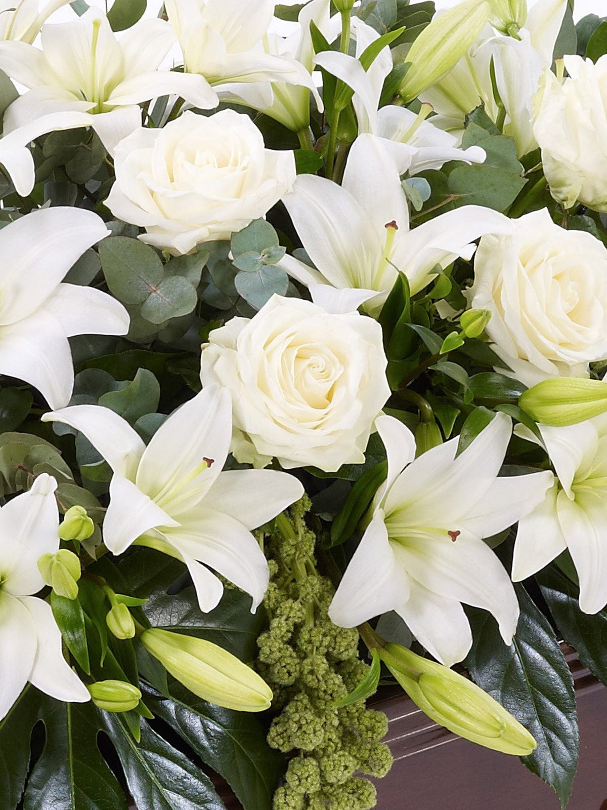 Lily and Rose Casket Spray White - Harrys Flowers London
