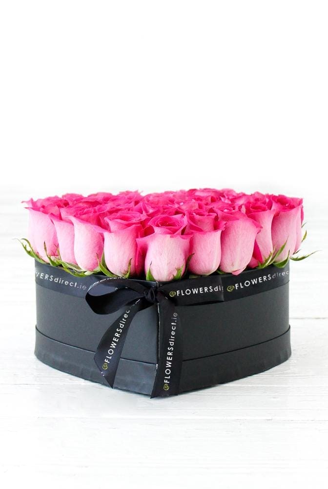 Opulent Fuchsia Pink Roses in a Petite Heart-shaped Gift Set - Harrys Flowers London