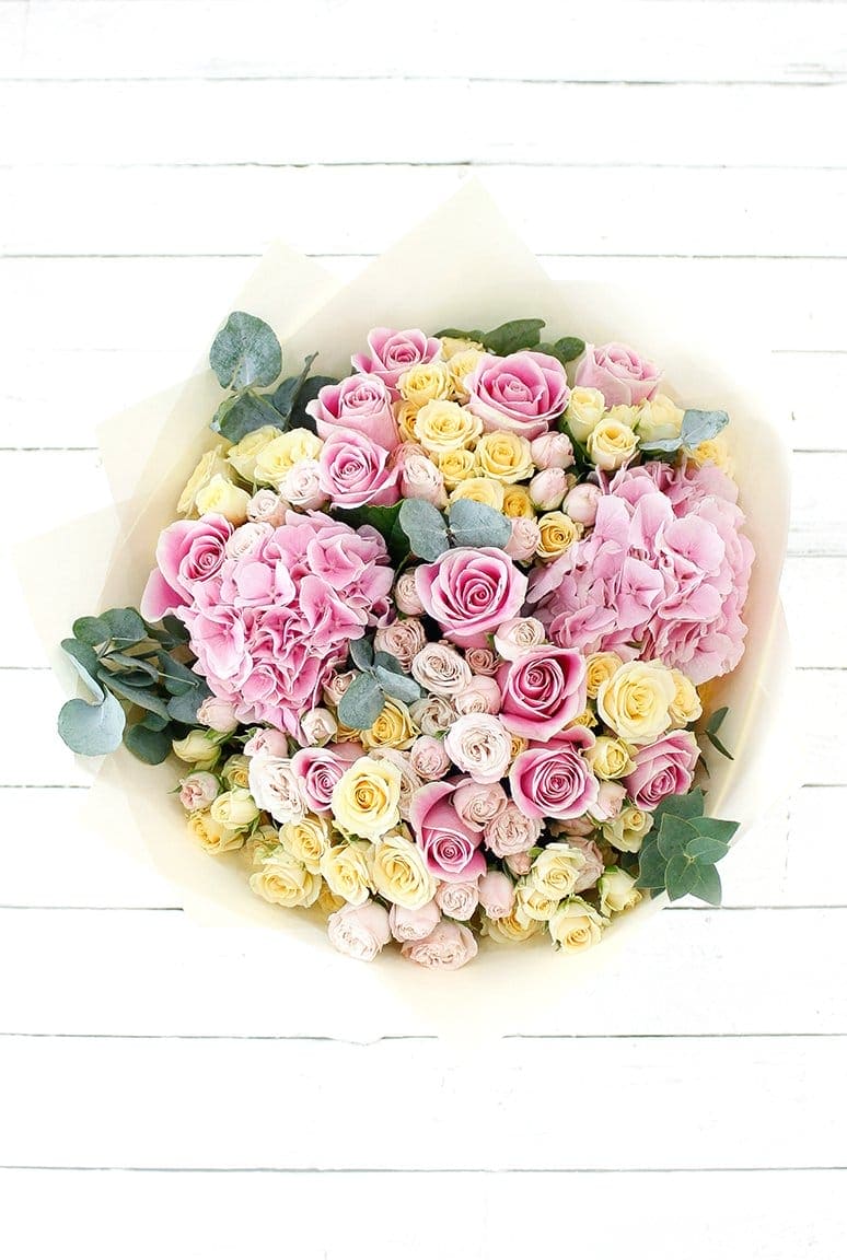 Pink Delight Hand-tied Bouquet - Harrys Flowers London