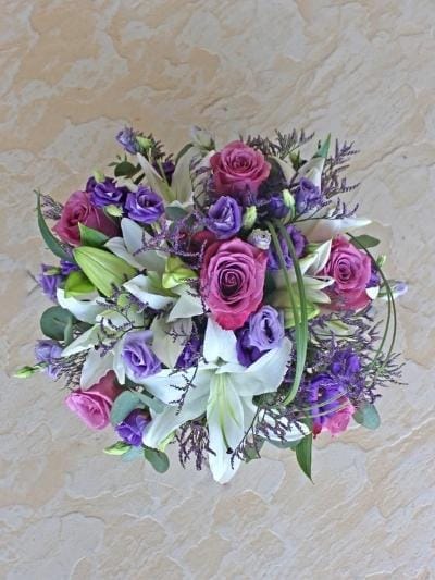 Purple Palisade Deluxe in a luxury marble effect ceramic vase - Harrys Flowers London